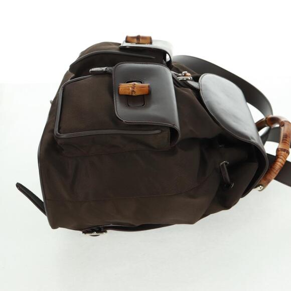 GUCCI Bamboo Backpack Nylon Brown Silver 003 2058 0016 5 Auth 161352 main image 14